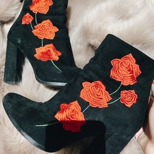 Rose Embroidered Boots